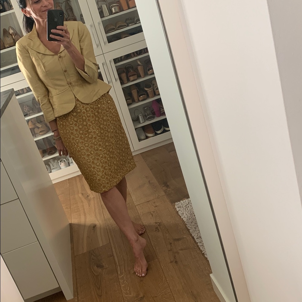 🌞 EUC Kay Unger Two Piece Silk Shantung Skirt Set
